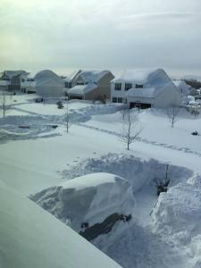 Incredible photo of a neighborhood in western New York buried by feet of lake effect snow.  Source: social media