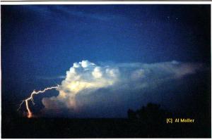 This spectacular image taken by the late meteorologist Al Moller in 1976 is an excellent example of a positive lightning strike. 